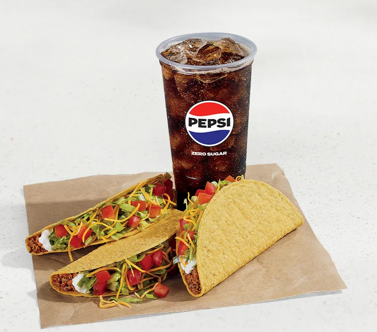 3 Crunchy Tacos Supreme Combo, as photographed by Taco Bell