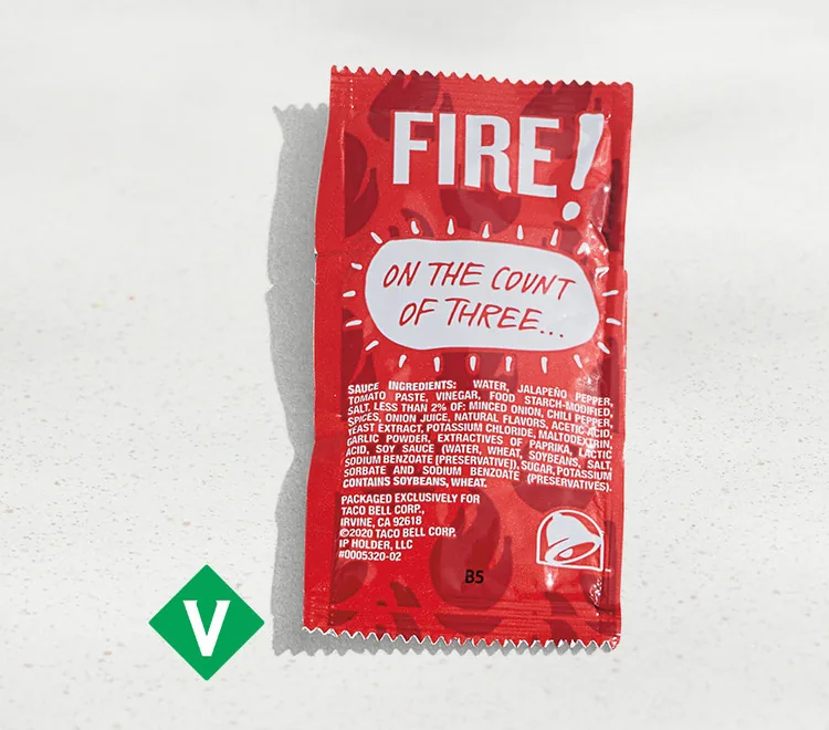 Fire Sauce Packet, as photographed by Taco Bell